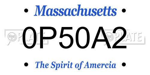 0P50A2 Massachusetts License Plate