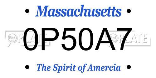 0P50A7 Massachusetts License Plate