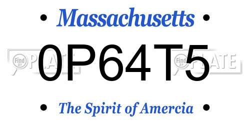 0P64T5 Massachusetts License Plate