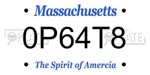 0P64T8 Massachusetts License Plate