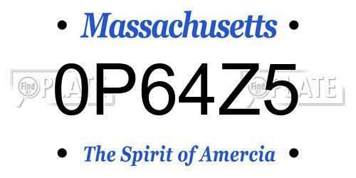 0P64Z5 Massachusetts License Plate