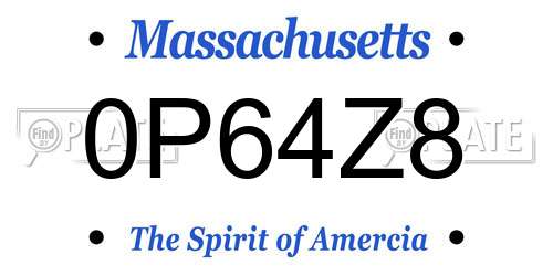 0P64Z8 Massachusetts License Plate