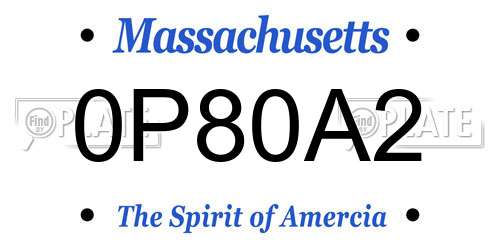 0P80A2 Massachusetts License Plate