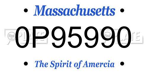 0P95990 Massachusetts License Plate