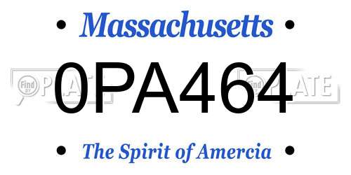 0PA464 Massachusetts License Plate
