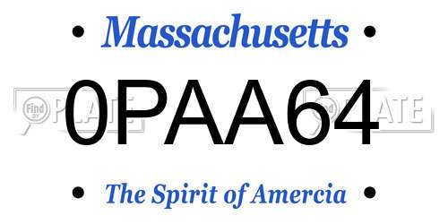 0PAA64 Massachusetts License Plate