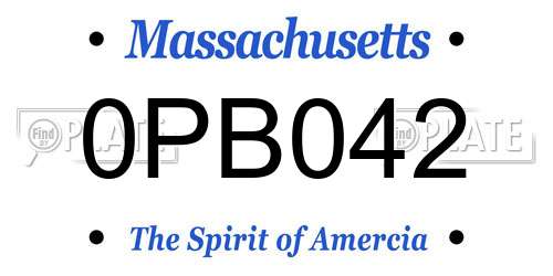 0PB042 Massachusetts License Plate