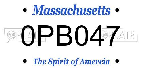 0PB047 Massachusetts License Plate