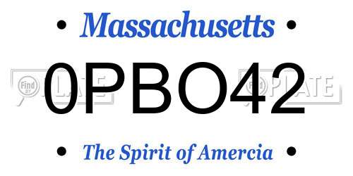 0PBO42 Massachusetts License Plate