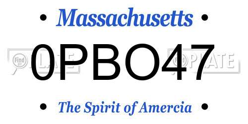0PBO47 Massachusetts License Plate