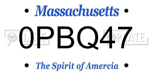 0PBQ47 Massachusetts License Plate