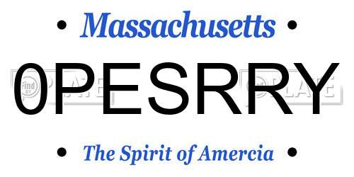 0PESRRY Massachusetts License Plate