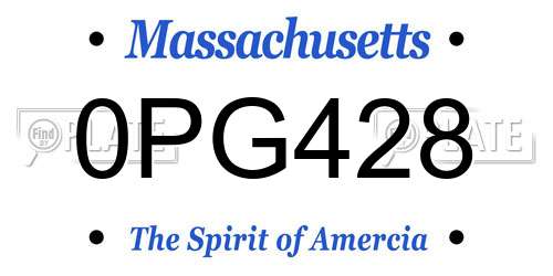 0PG428 Massachusetts License Plate