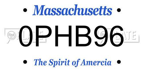 0PHB96 Massachusetts License Plate
