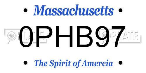 0PHB97 Massachusetts License Plate
