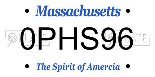 0PHS96 Massachusetts License Plate