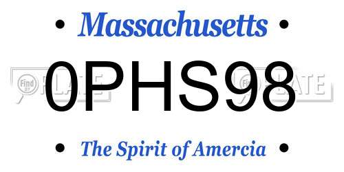 0PHS98 Massachusetts License Plate