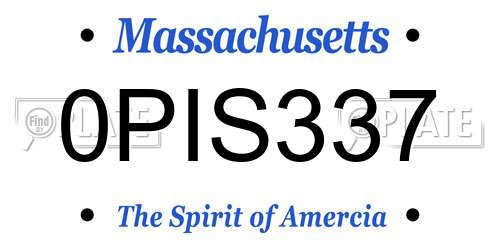 0PIS337 Massachusetts License Plate