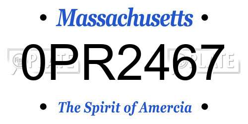 0PR2467 Massachusetts License Plate