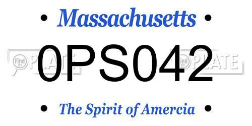 0PS042 Massachusetts License Plate
