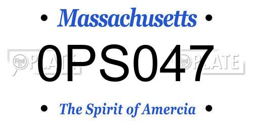 0PS047 Massachusetts License Plate
