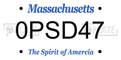 0PSD47 Massachusetts License Plate