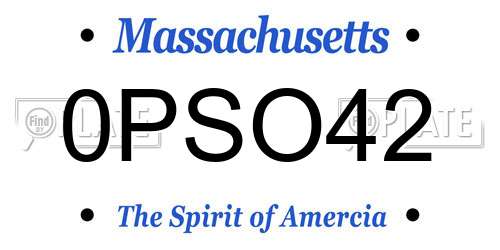 0PSO42 Massachusetts License Plate