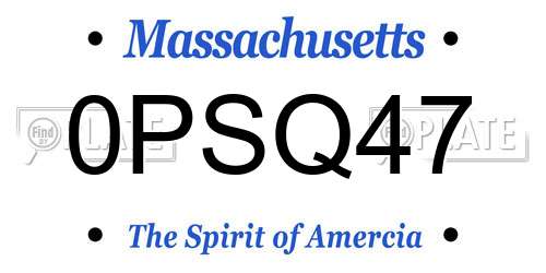 0PSQ47 Massachusetts License Plate