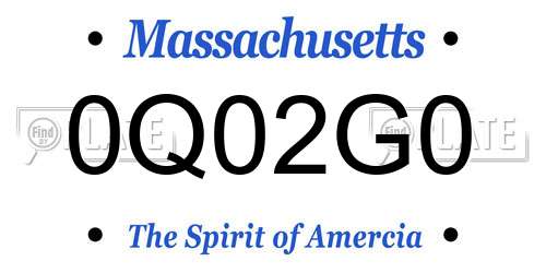 0Q02G0 Massachusetts License Plate