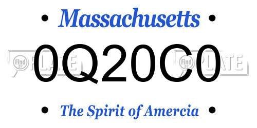 0Q20C0 Massachusetts License Plate
