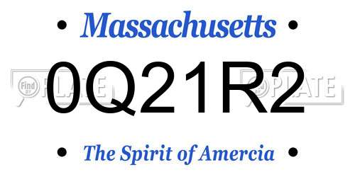 0Q21R2 Massachusetts License Plate