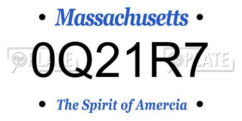 0Q21R7 Massachusetts License Plate