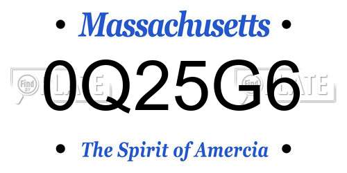 0Q25G6 Massachusetts License Plate