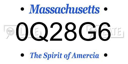 0Q28G6 Massachusetts License Plate