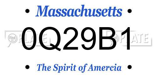0Q29B1 Massachusetts License Plate