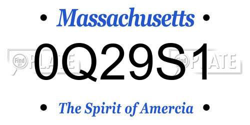 0Q29S1 Massachusetts License Plate