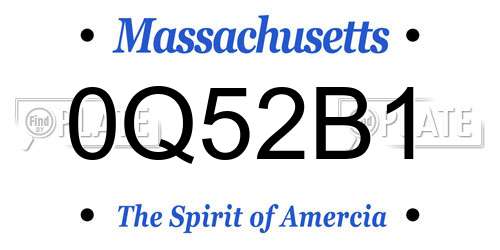 0Q52B1 Massachusetts License Plate