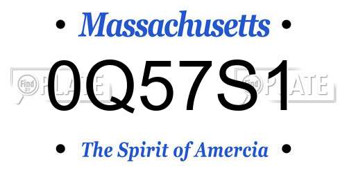 0Q57S1 Massachusetts License Plate