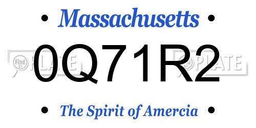 0Q71R2 Massachusetts License Plate