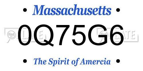 0Q75G6 Massachusetts License Plate