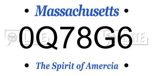 0Q78G6 Massachusetts License Plate