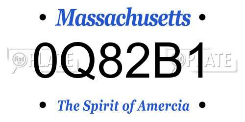 0Q82B1 Massachusetts License Plate