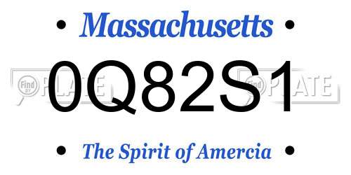0Q82S1 Massachusetts License Plate