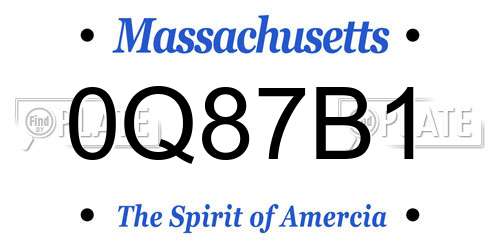0Q87B1 Massachusetts License Plate