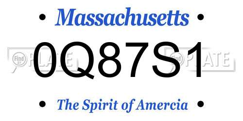 0Q87S1 Massachusetts License Plate
