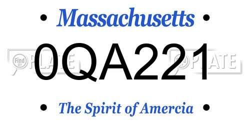 0QA221 Massachusetts License Plate