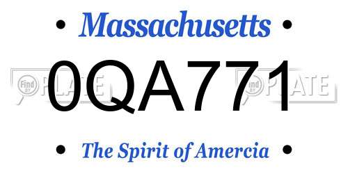 0QA771 Massachusetts License Plate