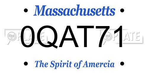 0QAT71 Massachusetts License Plate