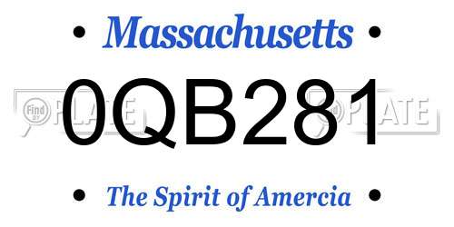 0QB281 Massachusetts License Plate