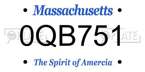 0QB751 Massachusetts License Plate